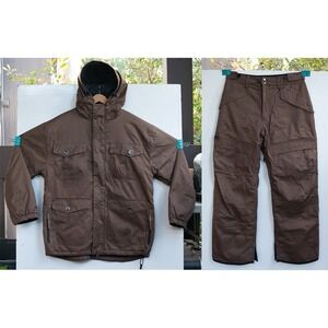 Men's Kemper Brown Skiing Snowboarding Set - Winter Jacket + Snow Pants - Size L